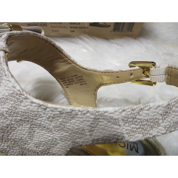 NEW Michael Kors MK Mini Logo PVC Meg Thong Vanilla Signature Size 5 - Picture 8 of 16